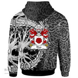 ScotsTee Shop Welsh Rhos lord of Hywel Coat of Arms Family Crest Wales Hoodie Celtic Dragon With Tree Of Life Hoodie