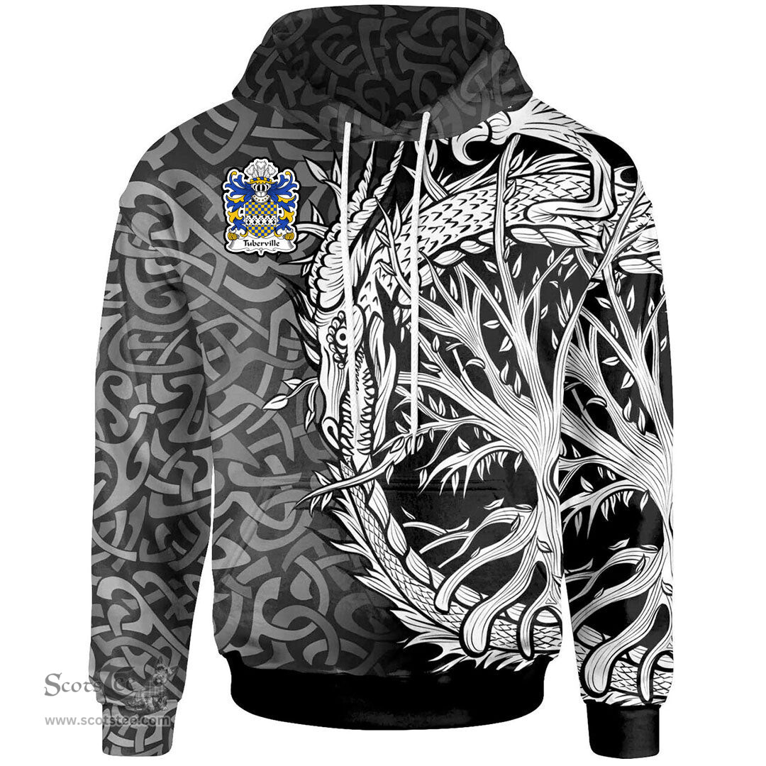 ScotsTee Shop Welsh Tuberville of Coetry Glamorgan Coat of Arms Family Crest Wales Hoodie Celtic Dragon With Tree Of Life Hoodie