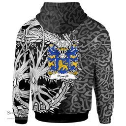 ScotsTee Shop Welsh Powell of Rhiwabon Denbighshire Coat of Arms Family Crest Wales Hoodie Celtic Dragon With Tree Of Life Hoodie