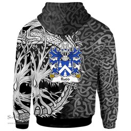 ScotsTee Shop Welsh Rudd Bishop of St David Coat of Arms Family Crest Wales Hoodie Celtic Dragon With Tree Of Life Hoodie