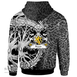 ScotsTee Shop Welsh Trevor or TUDOR TREFOR Coat of Arms Family Crest Wales Hoodie Celtic Dragon With Tree Of Life Hoodie
