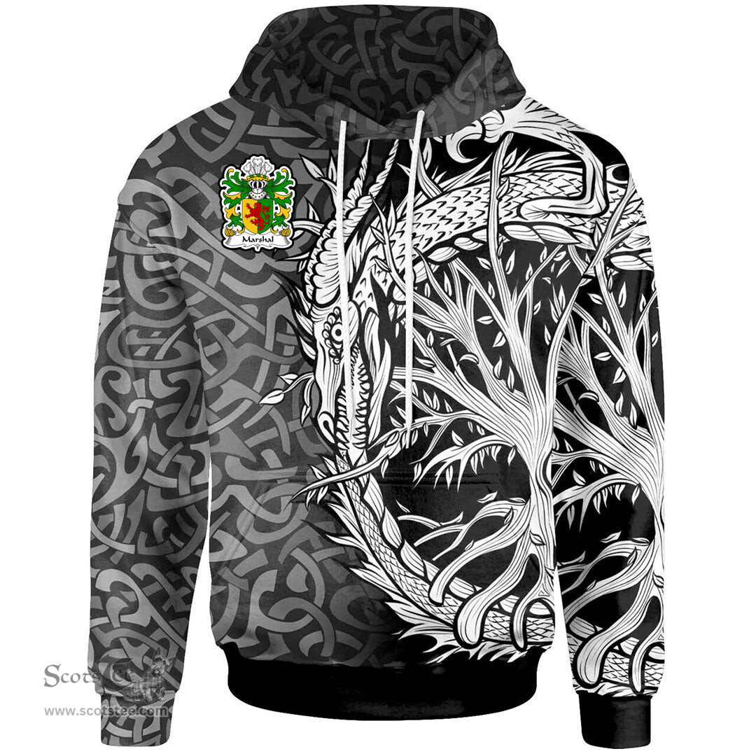 ScotsTee Shop Welsh Marshal Earls of Pembrokeshire Coat of Arms Family Crest Wales Hoodie Celtic Dragon With Tree Of Life Hoodie