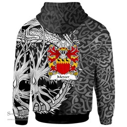 ScotsTee Shop Welsh Mercer of Temby Pembrokeshire Coat of Arms Family Crest Wales Hoodie Celtic Dragon With Tree Of Life Hoodie
