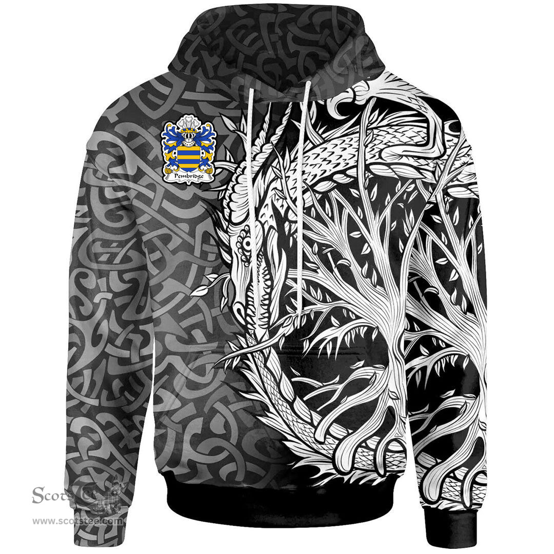 ScotsTee Shop Welsh Pembridge of Penbrugge Herefordshire Coat of Arms Family Crest Wales Hoodie Celtic Dragon With Tree Of Life Hoodie