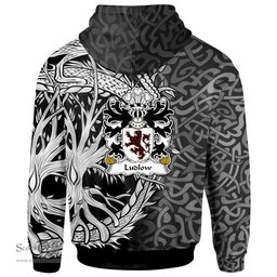 ScotsTee Shop Welsh Ludlow of Shropshire Coat of Arms Family Crest Wales Hoodie Celtic Dragon With Tree Of Life Hoodie