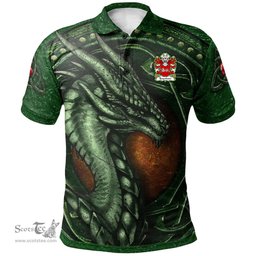 ScotsTee Shop Welsh Baynham AP EINION Coat of Arms Family Crest Wales Polo Shirt Celtic Dragon With Celtic Knot Green Polo Shirt
