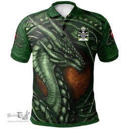 ScotsTee Shop Welsh Cooke Sir Walter through marriage Coat of Arms Family Crest Wales Polo Shirt Celtic Dragon With Celtic Knot Green Polo Shirt