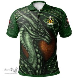 ScotsTee Shop Welsh Grant of Llwyn y grant Glamorgan Coat of Arms Family Crest Wales Polo Shirt Celtic Dragon With Celtic Knot Green Polo Shirt