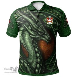 ScotsTee Shop Welsh Merfyn FRYCH King of Gwynedd Coat of Arms Family Crest Wales Polo Shirt Celtic Dragon With Celtic Knot Green Polo Shirt