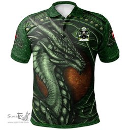 ScotsTee Shop Welsh Thomas of Monmouthshire Coat of Arms Family Crest Wales Polo Shirt Celtic Dragon With Celtic Knot Green Polo Shirt