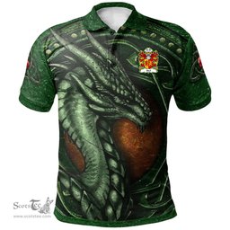 ScotsTee Shop Welsh Ithel ANWYL Ap Bleddyn Coat of Arms Family Crest Wales Polo Shirt Celtic Dragon With Celtic Knot Green Polo Shirt