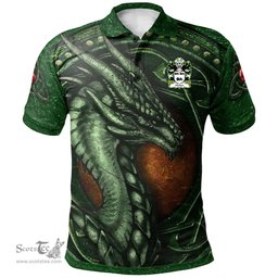ScotsTee Shop Welsh Melyn Mellyn Magnus Coat of Arms Family Crest Wales Polo Shirt Celtic Dragon With Celtic Knot Green Polo Shirt
