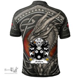 ScotsTee Shop Welsh Arthen AP SEISYLL Coat of Arms Family Crest Wales Polo Shirt Celtic Dragon With Celtic Knot Polo Shirt