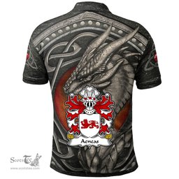 ScotsTee Shop Welsh Aeneas YSGWYDDWYN Coat of Arms Family Crest Wales Polo Shirt Celtic Dragon With Celtic Knot Polo Shirt