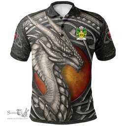 ScotsTee Shop Welsh Arthur I ab uthr pendragon King Arthur Coat of Arms Family Crest Wales Polo Shirt Celtic Dragon With Celtic Knot Polo Shirt