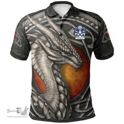 ScotsTee Shop Welsh Billington of Flint Coat of Arms Family Crest Wales Polo Shirt Celtic Dragon With Celtic Knot Polo Shirt