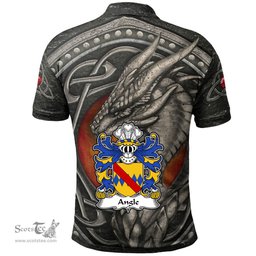 ScotsTee Shop Welsh Angle Pembrokeshire Coat of Arms Family Crest Wales Polo Shirt Celtic Dragon With Celtic Knot Polo Shirt