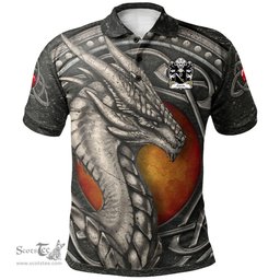 ScotsTee Shop Welsh Gervis of Ruthin Denbighshire Coat of Arms Family Crest Wales Polo Shirt Celtic Dragon With Celtic Knot Polo Shirt