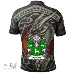 ScotsTee Shop Welsh Cynwrig FYCHAN or CWNWS DDU Coat of Arms Family Crest Wales Polo Shirt Celtic Dragon With Celtic Knot Polo Shirt
