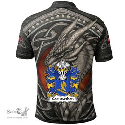 ScotsTee Shop Welsh Carmarthen Priory of St John the Evangelist Coat of Arms Family Crest Wales Polo Shirt Celtic Dragon With Celtic Knot Polo Shirt