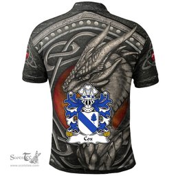ScotsTee Shop Welsh Cox of Norton Monmouthshire Coat of Arms Family Crest Wales Polo Shirt Celtic Dragon With Celtic Knot Polo Shirt