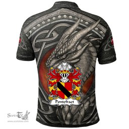 ScotsTee Shop Welsh Pontefract of Denbighshire Coat of Arms Family Crest Wales Polo Shirt Celtic Dragon With Celtic Knot Polo Shirt