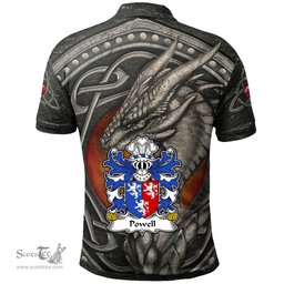 ScotsTee Shop Welsh Powell of Perth hir Monmouthshire Coat of Arms Family Crest Wales Polo Shirt Celtic Dragon With Celtic Knot Polo Shirt