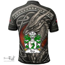 ScotsTee Shop Welsh Rhys GOCH OF YSTRAD YW Coat of Arms Family Crest Wales Polo Shirt Celtic Dragon With Celtic Knot Polo Shirt