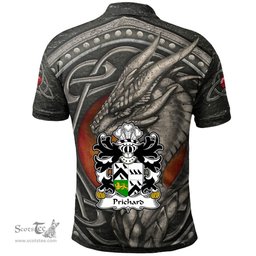 ScotsTee Shop Welsh Prichard Parson of Denbighshire Coat of Arms Family Crest Wales Polo Shirt Celtic Dragon With Celtic Knot Polo Shirt