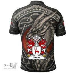 ScotsTee Shop Welsh Rayne of Brocastell Glamorgan Coat of Arms Family Crest Wales Polo Shirt Celtic Dragon With Celtic Knot Polo Shirt