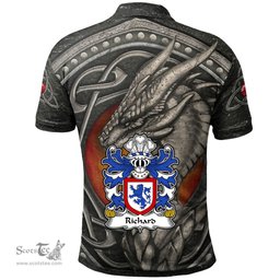 ScotsTee Shop Welsh Richard IARLL KLAR Earl of Clare Coat of Arms Family Crest Wales Polo Shirt Celtic Dragon With Celtic Knot Polo Shirt