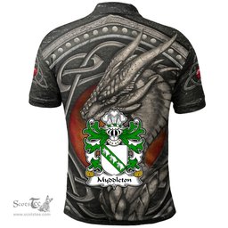 ScotsTee Shop Welsh Myddleton of Gwenynog Denbighshire Coat of Arms Family Crest Wales Polo Shirt Celtic Dragon With Celtic Knot Polo Shirt