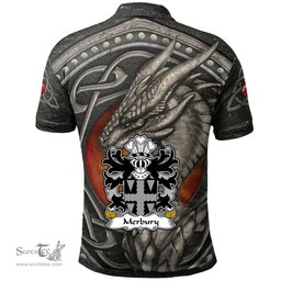 ScotsTee Shop Welsh Merbury or Marbery Justiciar of South Wales Coat of Arms Family Crest Wales Polo Shirt Celtic Dragon With Celtic Knot Polo Shirt
