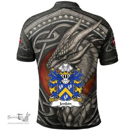 ScotsTee Shop Welsh Jenkin AP DAFYDD or JENKIN FYCHAN Coat of Arms Family Crest Wales Polo Shirt Celtic Dragon With Celtic Knot Polo Shirt