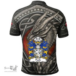 ScotsTee Shop Welsh Poole of Hawarden Flint Coat of Arms Family Crest Wales Polo Shirt Celtic Dragon With Celtic Knot Polo Shirt