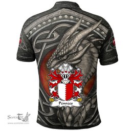 ScotsTee Shop Welsh Penrees or Penrice of Penrice Gower Coat of Arms Family Crest Wales Polo Shirt Celtic Dragon With Celtic Knot Polo Shirt