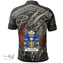 ScotsTee Shop Welsh Sarnesfield of Herefordshire Coat of Arms Family Crest Wales Polo Shirt Celtic Dragon With Celtic Knot Polo Shirt
