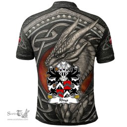ScotsTee Shop Welsh Rhys AB EINION SAIS Coat of Arms Family Crest Wales Polo Shirt Celtic Dragon With Celtic Knot Polo Shirt