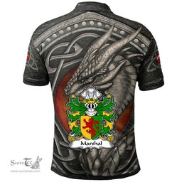 ScotsTee Shop Welsh Marshal Earls of Pembrokeshire Coat of Arms Family Crest Wales Polo Shirt Celtic Dragon With Celtic Knot Polo Shirt