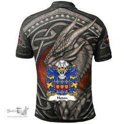 ScotsTee Shop Welsh Hoton or Houghton of Pembrokeshire Coat of Arms Family Crest Wales Polo Shirt Celtic Dragon With Celtic Knot Polo Shirt