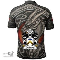 ScotsTee Shop Welsh Thicknesse of Beaumaris Anglesey Coat of Arms Family Crest Wales Polo Shirt Celtic Dragon With Celtic Knot Polo Shirt