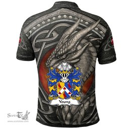 ScotsTee Shop Welsh Young Bishop of St. Davids Coat of Arms Family Crest Wales Polo Shirt Celtic Dragon With Celtic Knot Polo Shirt