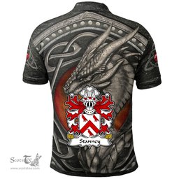 ScotsTee Shop Welsh Stanney of Oswestry Shropshire Coat of Arms Family Crest Wales Polo Shirt Celtic Dragon With Celtic Knot Polo Shirt