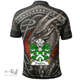 ScotsTee Shop Welsh Vaughan of Cardiganshire Coat of Arms Family Crest Wales Polo Shirt Celtic Dragon With Celtic Knot Polo Shirt