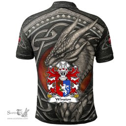 ScotsTee Shop Welsh Winston of Trewyn Monmouthshire Coat of Arms Family Crest Wales Polo Shirt Celtic Dragon With Celtic Knot Polo Shirt