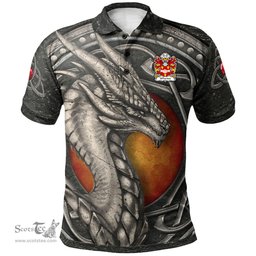 ScotsTee Shop Welsh Wharton Bishop of St. Asaph Coat of Arms Family Crest Wales Polo Shirt Celtic Dragon With Celtic Knot Polo Shirt