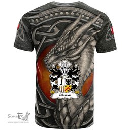 ScotsTee Shop Welsh Gilman Claims descent from Cilmin Troed ddu Coat of Arms Family Crest Wales T Shirt Celtic Dragon With Celtic Knot T Shirt