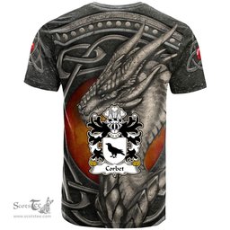 ScotsTee Shop Welsh Corbet Shropshire Medieval Welsh Rolls Coat of Arms Family Crest Wales T Shirt Celtic Dragon With Celtic Knot T Shirt
