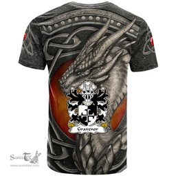 ScotsTee Shop Welsh Gravenor or Gosvenor Coat of Arms Family Crest Wales T Shirt Celtic Dragon With Celtic Knot T Shirt
