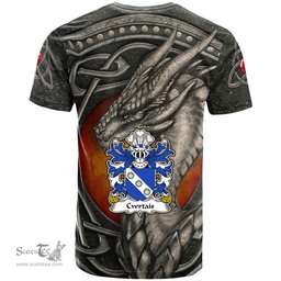 ScotsTee Shop Welsh Cwrtais Courteys Curthoyse Curtis Coat of Arms Family Crest Wales T Shirt Celtic Dragon With Celtic Knot T Shirt